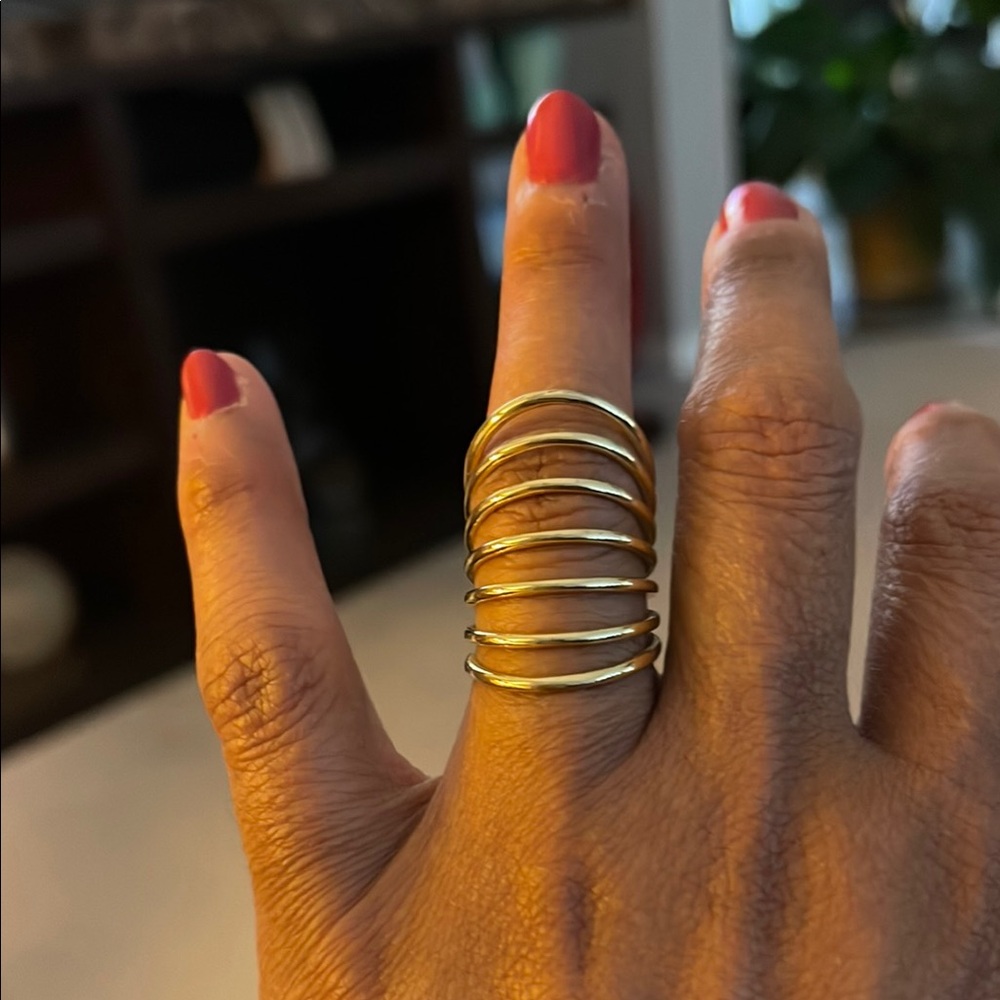 Costume Gold Plated Layered Band Statement Ring